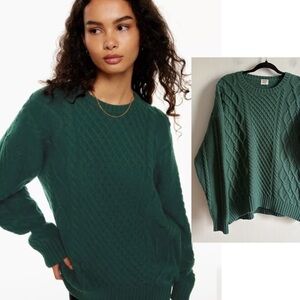 Aritzia Sunday Best Sz S Peggy Green Cable Knit Merino Wool Blend Sweater